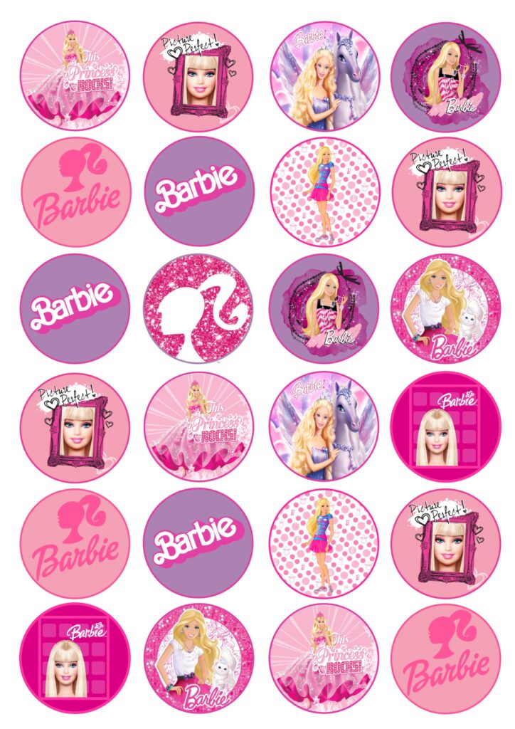 24x BARBIE CUPCAKE TOPPERS