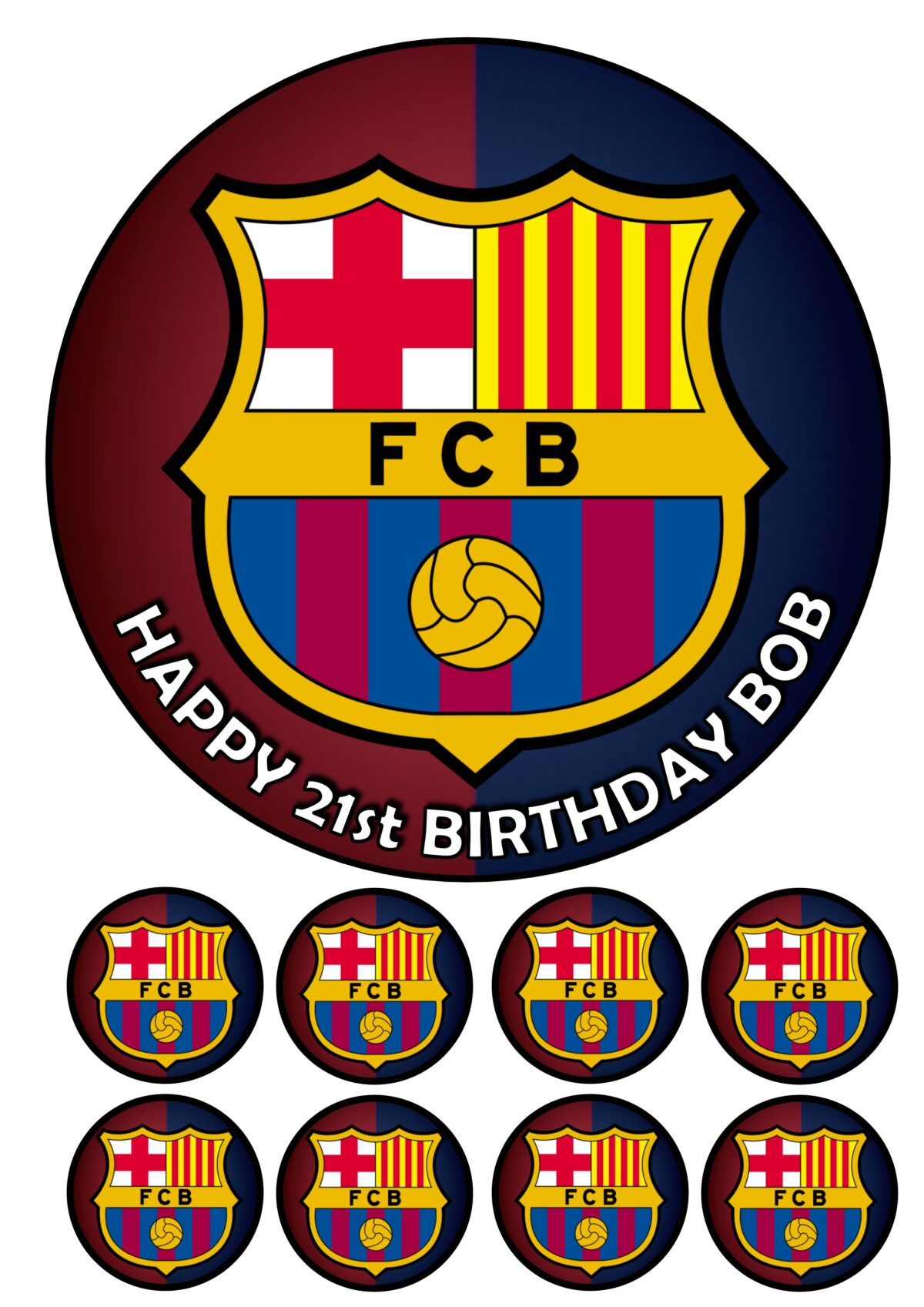 BARCELONA FC ICING BIRTHDAY CAKE TOPPER