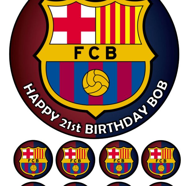 A4 Barcelona Football Club FC Edible Icing or Wafer Birthday Cake Topper
