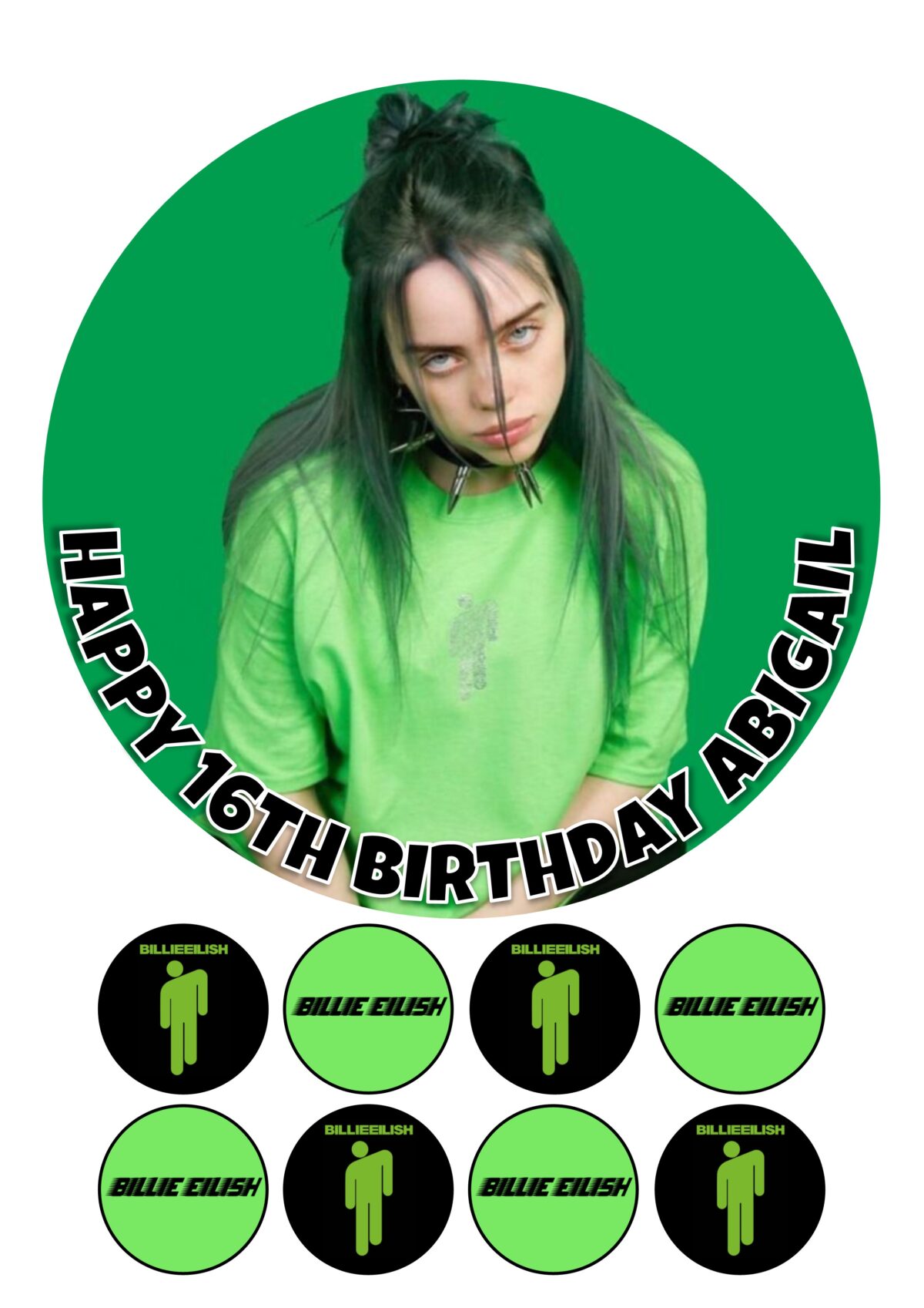 BILLIE EILISH Icing Birthday Cupcake Toppers