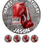 BOXING GLOVES ICING BIRTHDAY CAKE TOPPER