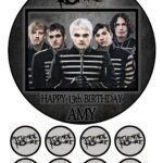 My Chemical Romance Icing Birthday Cake Topper & 8 Cupcake Toppers