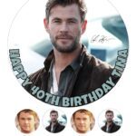 CHRIS HEMSWORTH Icing Birthday Cake Topper & 8 Cupcake Toppers
