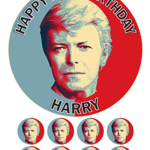 david bowie Icing Birthday Cake topper