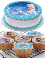 DISNEY FROZEN ICING BIRTHDAY CAKE TOPPER & 8 CUPCAKES