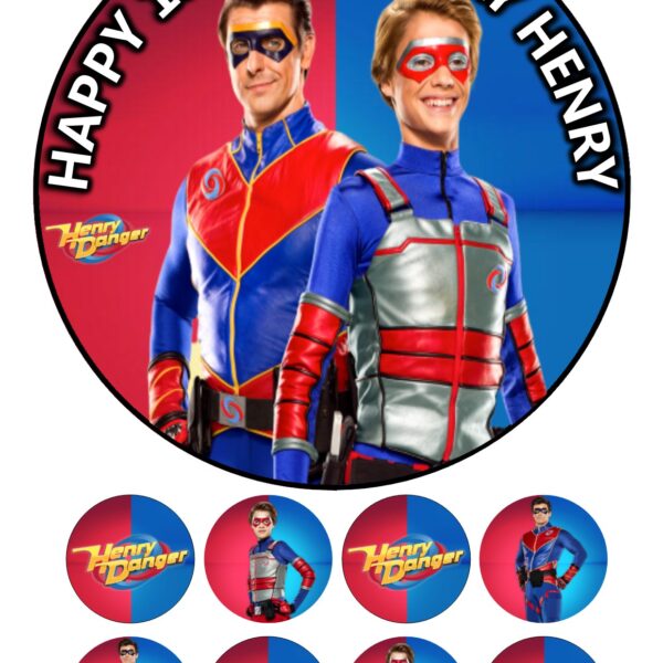 HENRY DANGER ICING BIRTHDAY CAKE TOPPER & CUPCAKES