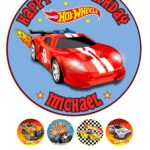 HOT WHEELS ICING BIRTHDAY CAKE TOPPER & CUPCAKES
