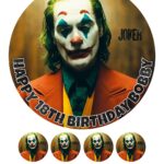 Joker (Joaquin Phoenix) Icing Birthday Cake Topper & 8 Cupcake Toppers