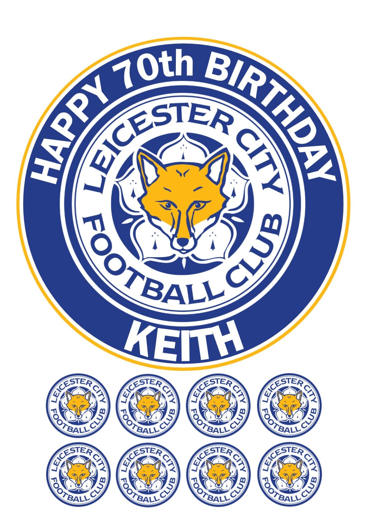 LEICESTER CITY ICING BIRTHDAY CAKE TOPPER