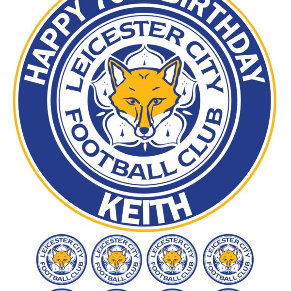 LEICESTER CITY ICING BIRTHDAY CAKE TOPPER