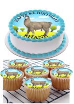 LLAMA ICING BIRTHDAY CAKE TOPPER CUPCAKES