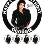 Michael Jackson Icing Birthday Cake Topper & 8 Cupcake Toppers