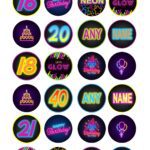 24x NEON GLOW STICK ICING CUPCAKE TOPPERS (PERSONALISED WITH NAME & AGE)