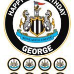 Newcastle United FC Icing Birthday Cake Topper & 8 Cupcake Toppers