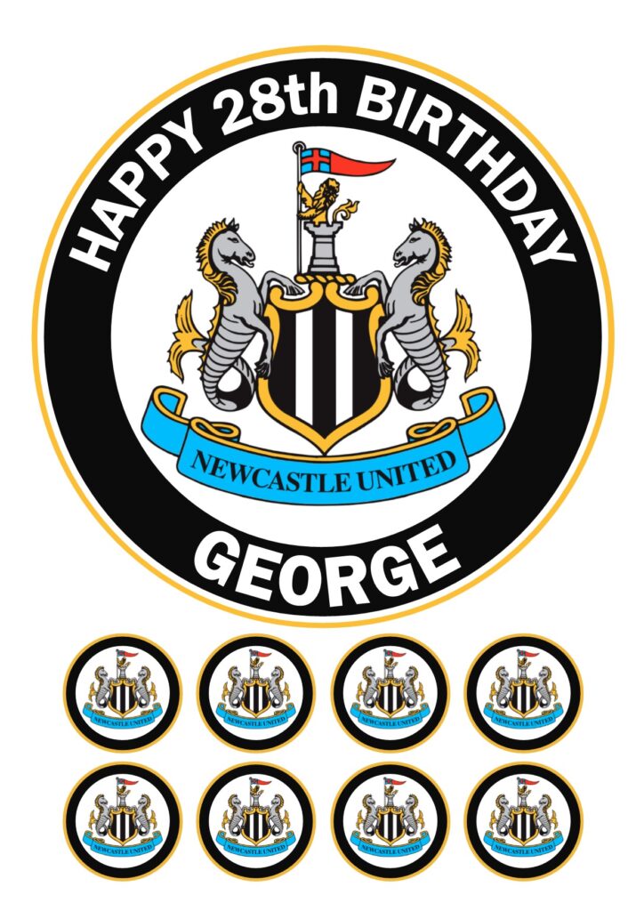 Newcastle United FC Cake Topper & 8 Cupcake Toppers