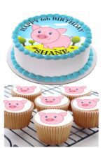 FARM PIG ICING BIRTHDAY CAKE TOPPER