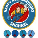 Plumber Icing Birthday Cake Topper & 8 Cupcake Toppers