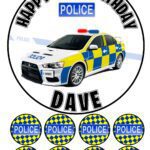 Police Car Icing Birthday Cake Topper & 8 Cupcake Toppers