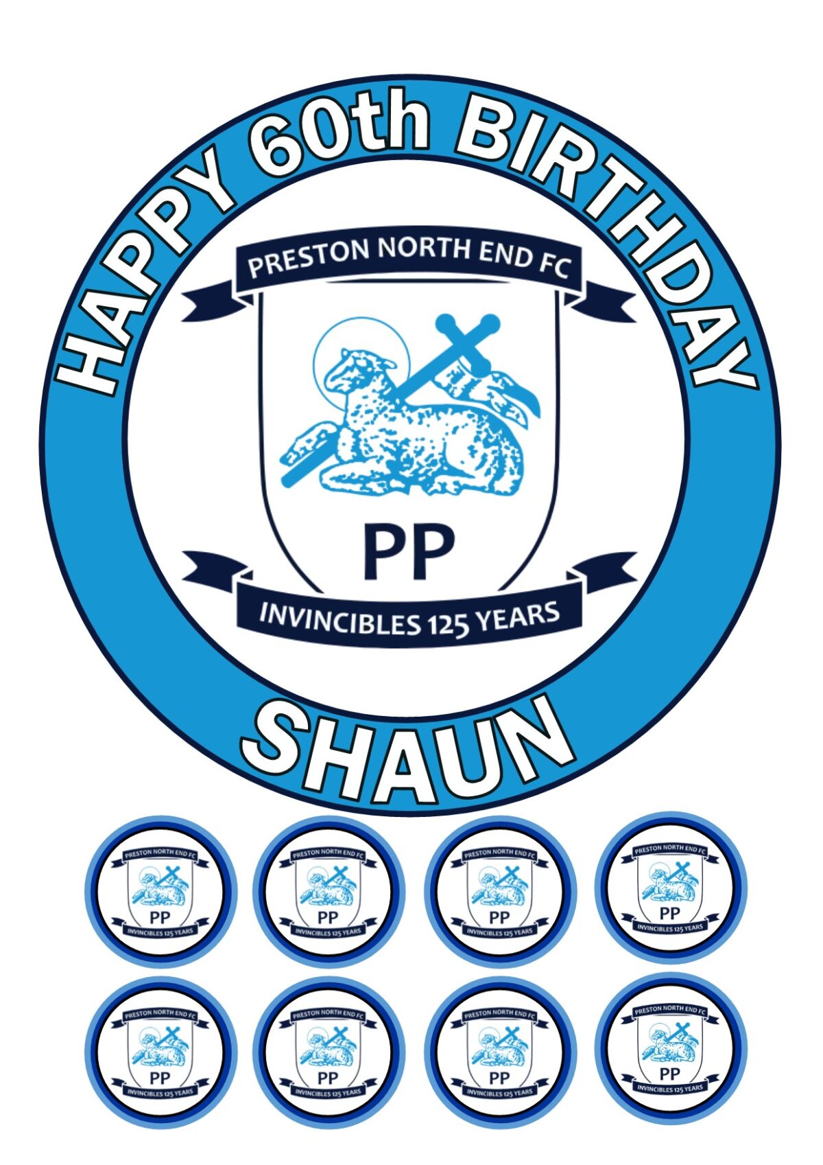 preston NORTH END ICING BIRTHDAY CAKE TOPPER