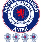 RANGERS FC Icing Birthday Cake Topper & 8 Cupcake Toppers