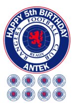 RANGERS FC Icing Birthday Cake Topper & 8 Cupcake Toppers