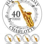 SAXOPHONE Icing Birthday Cake Topper & 8 Cupcake Toppers