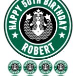 Starbucks Icing Birthday Cake Topper & 8 Cupcake Toppers