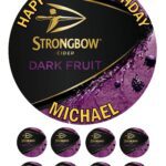Strongbow Dark Fruits Icing Birthday Cake Topper & 8 Cupcake Toppers