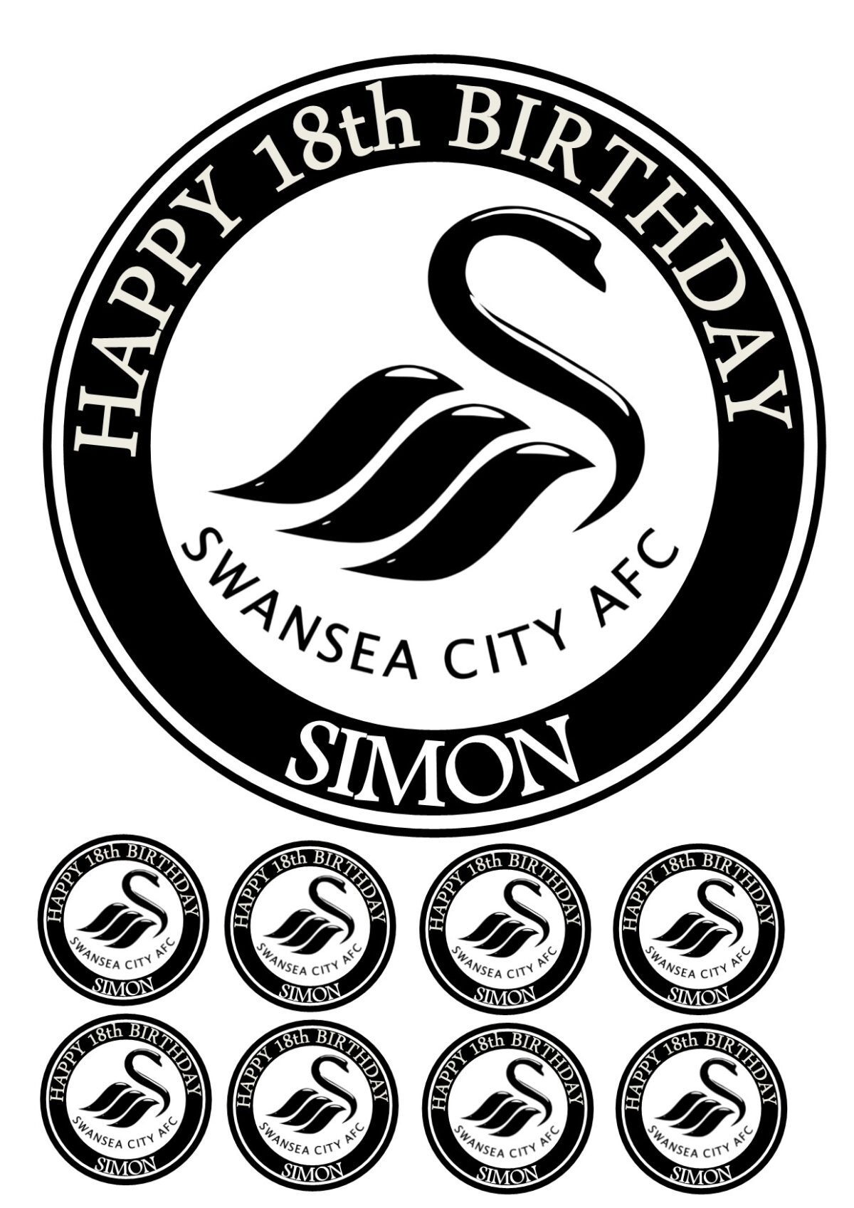 SWANSEA CITY ICING BIRTHDAY CAKE TOPPER