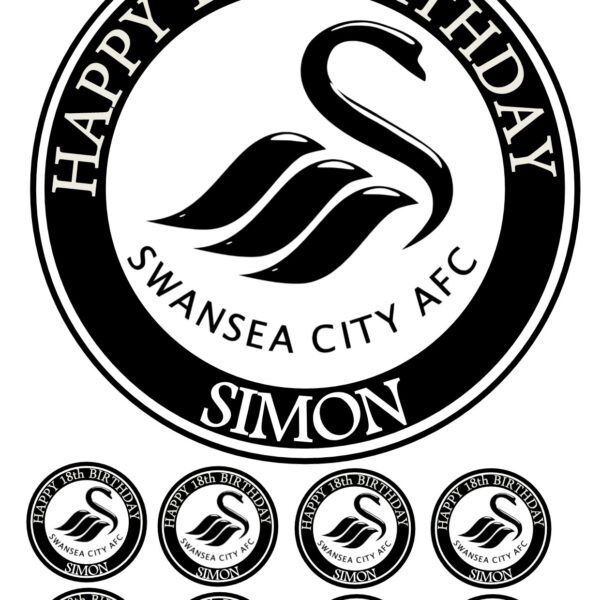 SWANSEA CITY ICING BIRTHDAY CAKE TOPPER