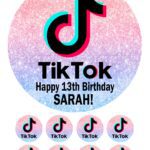 TikTok Icing Cake Topper & 8 Cupcake Toppers | Personalised Edible Image