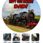 Steam Train Icing Birthday Cake Topper & 8 Cupcake Toppers