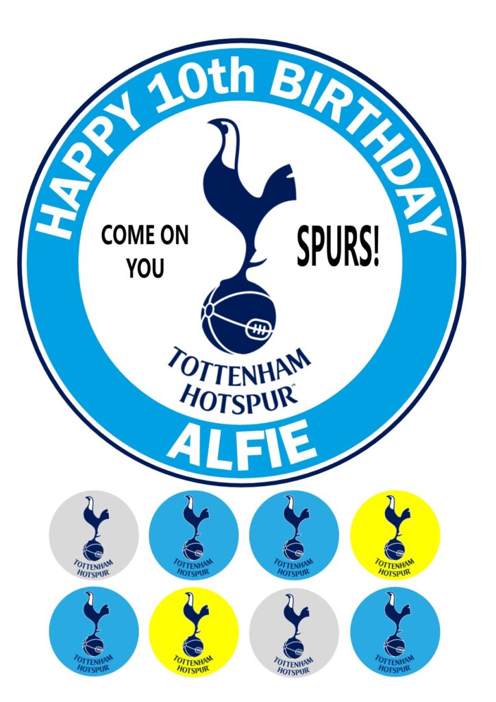 Tottenham Hotspur Cake Topper & 8 Cupcake Toppers
