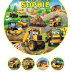 DIGGER JCB ICING BIRTHDAY CAKE TOPPER & CUPCAKES