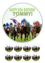 HORSE RACING ICING BIRTHDAY CAKE TOPPER