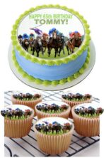 HORSE RACING ICING BIRTHDAY CAKE TOPPER CUPCAKES