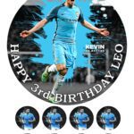 Kevin De Bruyne (Man City) Icing Birthday Cake Topper & 8 Cupcake Toppers