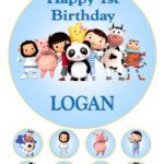 Little Baby Bum Icing Birthday Cake Topper & 8 Cupcake Toppers