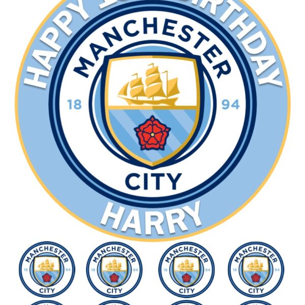 Manchester city Icing Birthday Cake topper