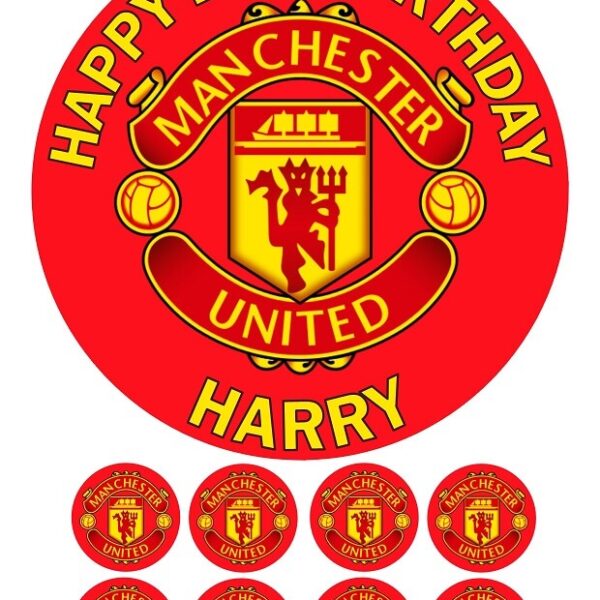 MANCHESTER UNITED ICING BIRTHDAY CAKE TOPPER