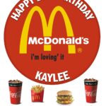 Mcdonalds Icing Birthday Cake Topper & 8 Cupcake Toppers