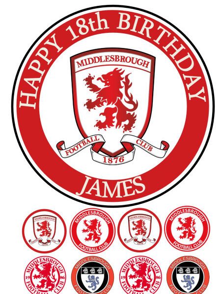 MIDDLESBROUGH FC ICING BIRTHDAY CAKE TOPPER