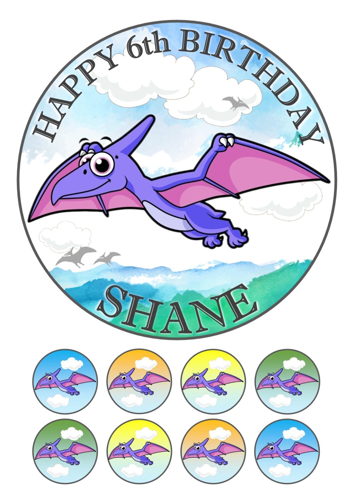 Pterodactyl ICING BIRTHDAY CAKE TOPPER