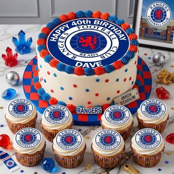 Personalised Rangers FC Cake Topper and Cupcake Toppers