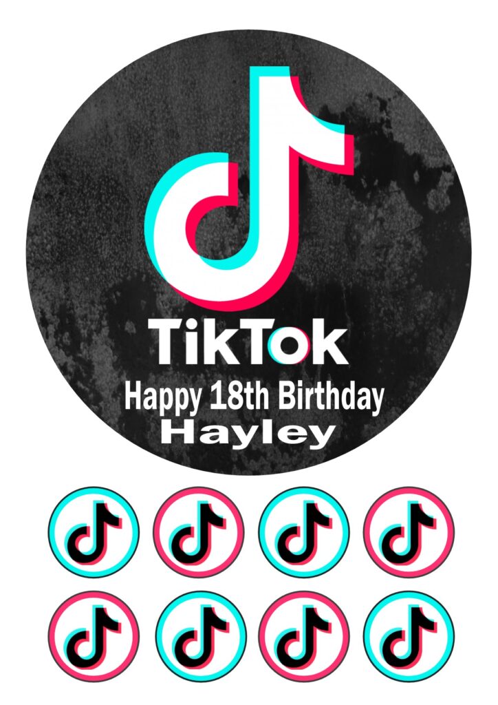 TikTok Icing Birthday Cake Topper & 8x Cupcake Toppers