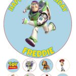 Toy Story Buzz Light Year Icing Birthday Cake Topper & 8 Cupcake Toppers