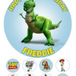 Toy Story Rex Icing Birthday Cake Topper & 8 Cupcake Toppers