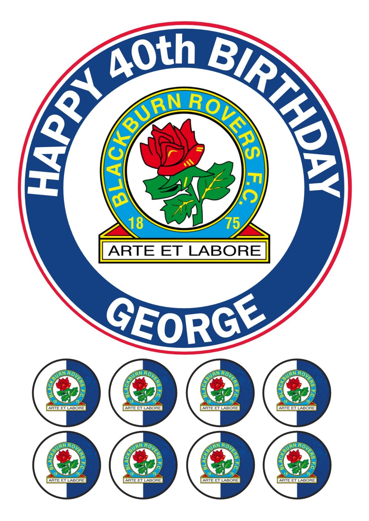 BLACKBURN FC ICING BIRTHDAY CAKE TOPPER