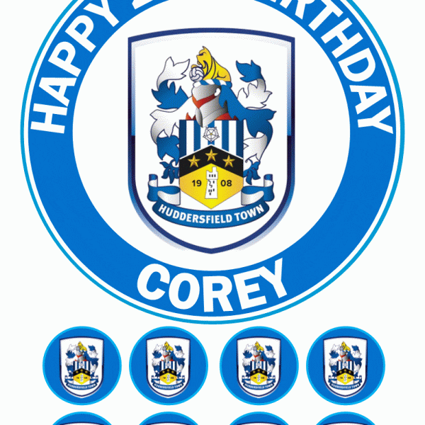 Huddersfield town Icing Birthday Cake topper