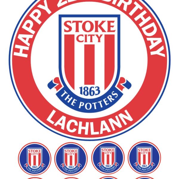 STOKE CITY ICING BIRTHDAY CAKE TOPPER